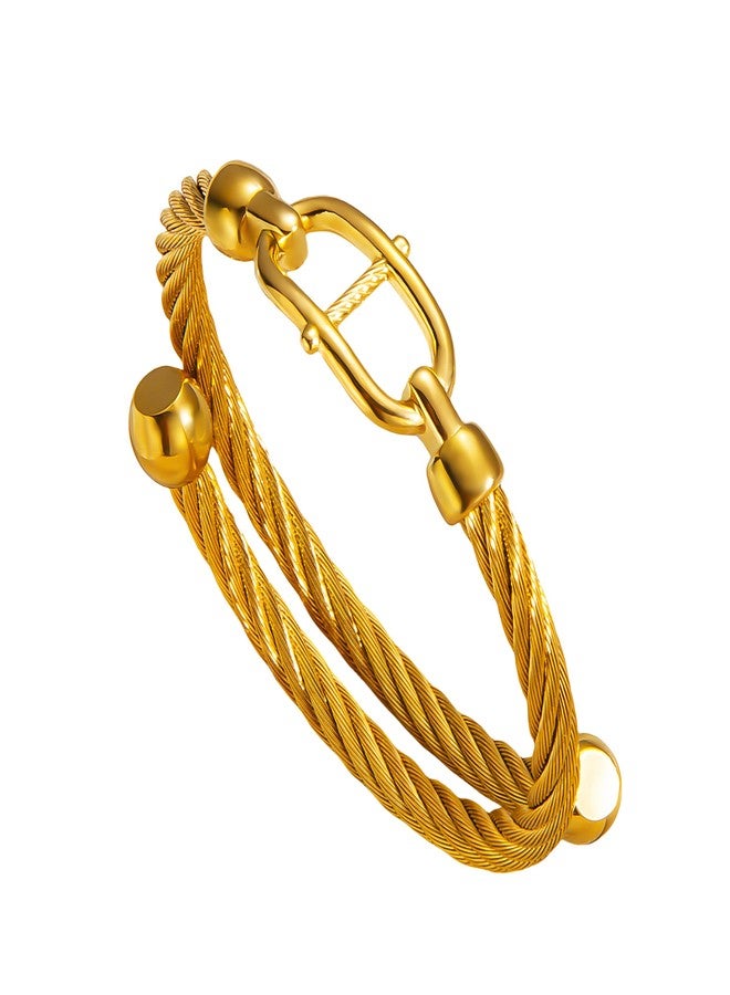 Yuangu Gold Bracelets for Men Friendship Love Bangle Bracelets Adjustable Stainless Steel Cuff Bracelet Jewelry Birthday Gifts for Mens Womens (Gold) - Image 1